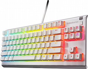 מקלדת גיימרים מכאנית חוטית SteelSeries Apex 3 TKL - לבן מקלדת גיימרים מכאנית חוטית SteelSeries Apex 3 TKL - לבן